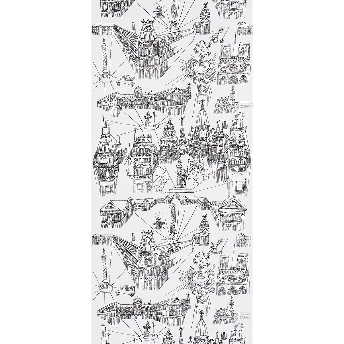 Schumacher Views Of Paris Black & White Wallpaper