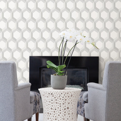 A-Street Prints 2716-23840 Hex Grey Geometric Wallpaper