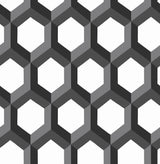 A-Street Prints 2716-23841 Hex Black Geometric Wallpaper