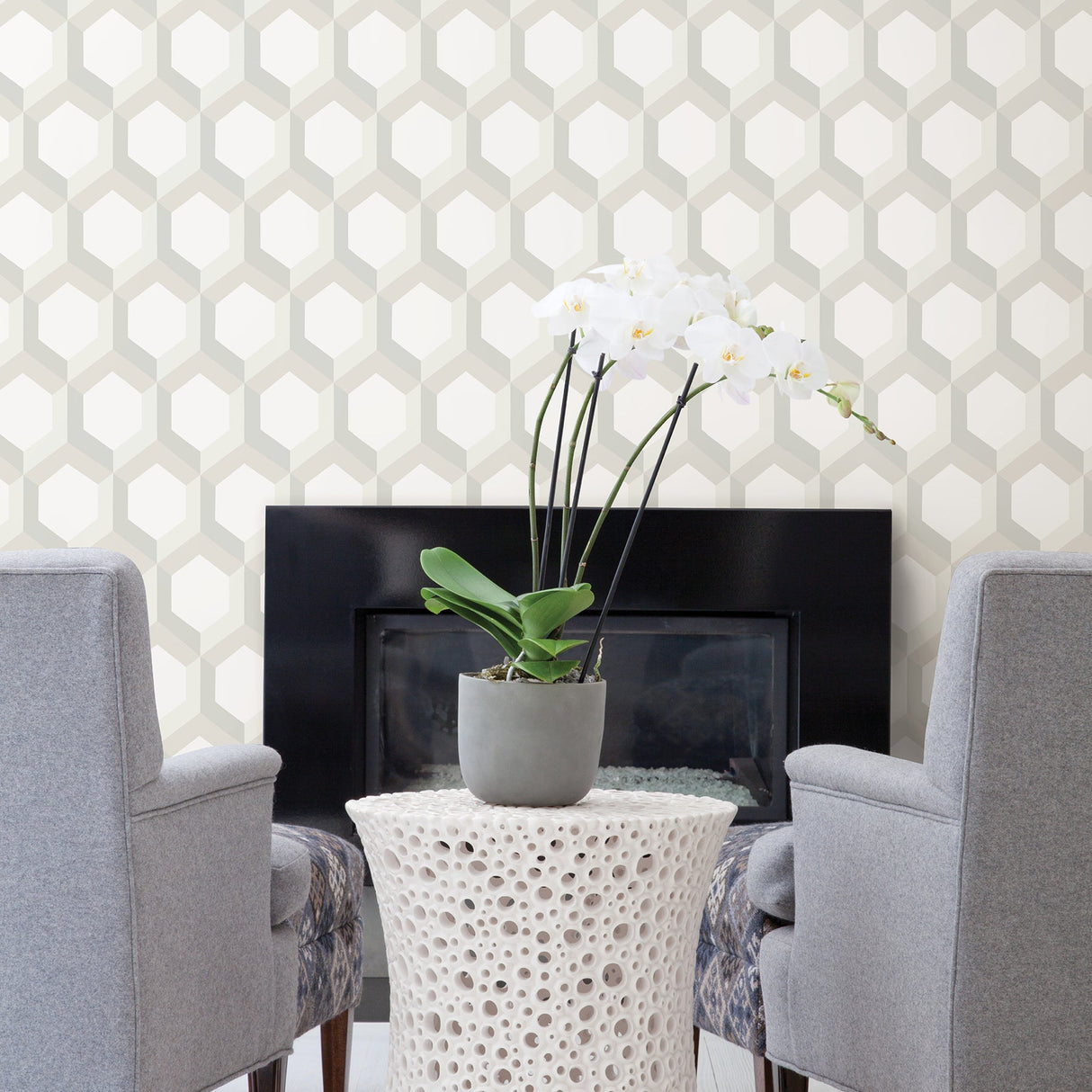 A-Street Prints 2716-23842 Hex Neutral Geometric Wallpaper