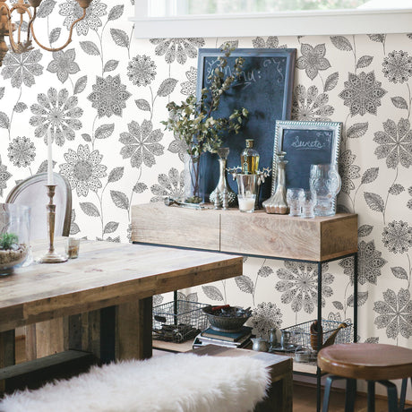 A-Street Prints 2716-23849 Panache Black Floral Wallpaper