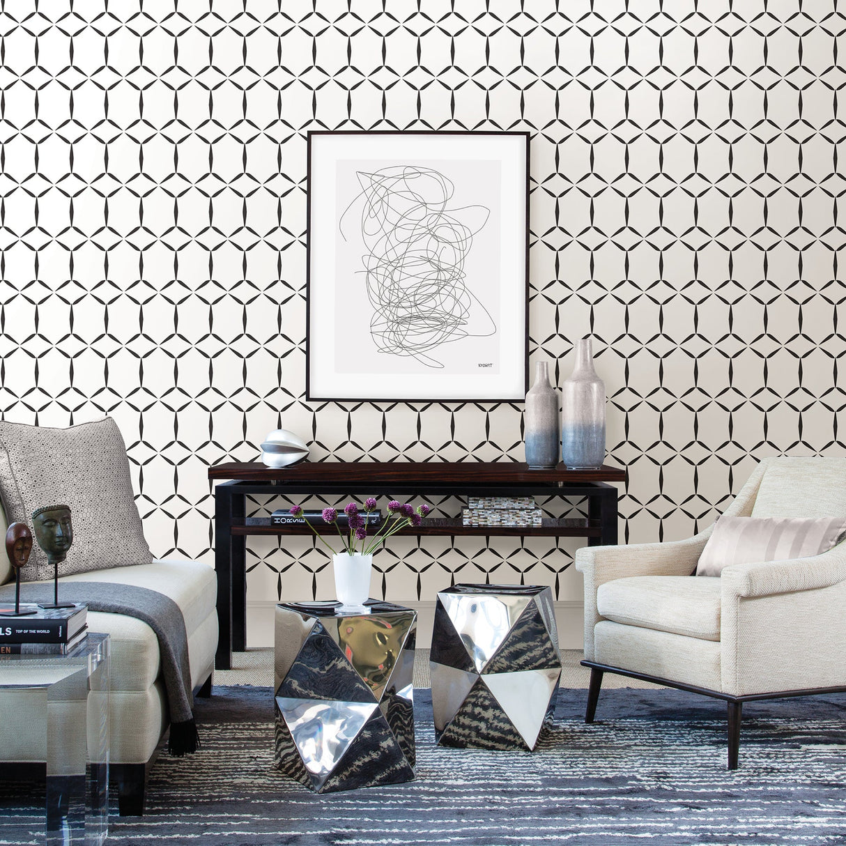 A-Street Prints 2716-23856 Fusion White Geometric Wallpaper