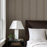 Brewster 2718-21045 Adria Chocolate Jacquard Stripe Wallpaper