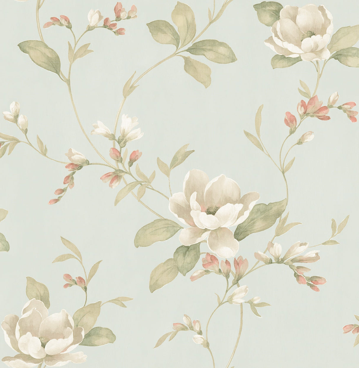 Brewster 2734-003045 Caen Sage Floral Scroll Wallpaper