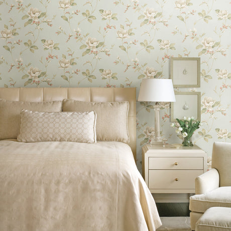 Brewster 2734-003045 Caen Sage Floral Scroll Wallpaper