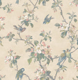 Brewster 2734-003219 Eloisa Beige Floral Scroll Wallpaper