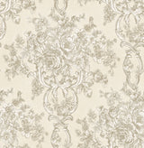 Brewster 2734-003267 Potala Cream Fleur de Lis Ogee Wallpaper