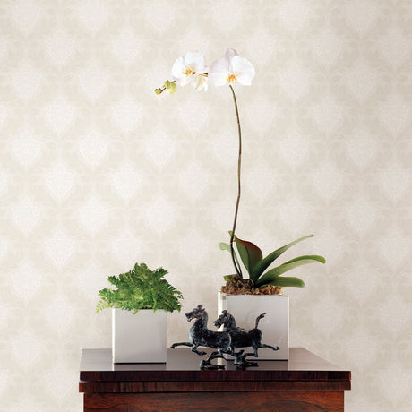 Brewster 2734-003409 Windsor Off-White Ogee Wallpaper