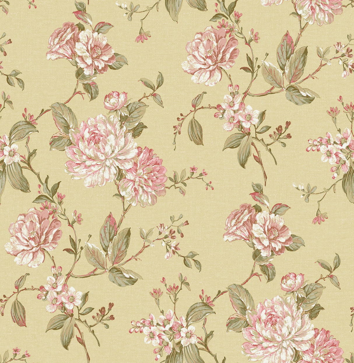 Brewster 2734-003414 Mandir Mustard Floral Trails Wallpaper