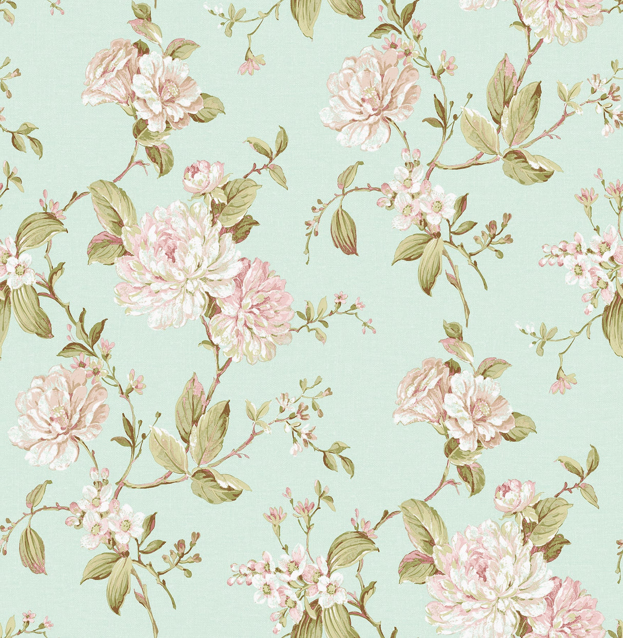 Brewster 2734-003415 Mandir Light Blue Floral Trails Wallpaper