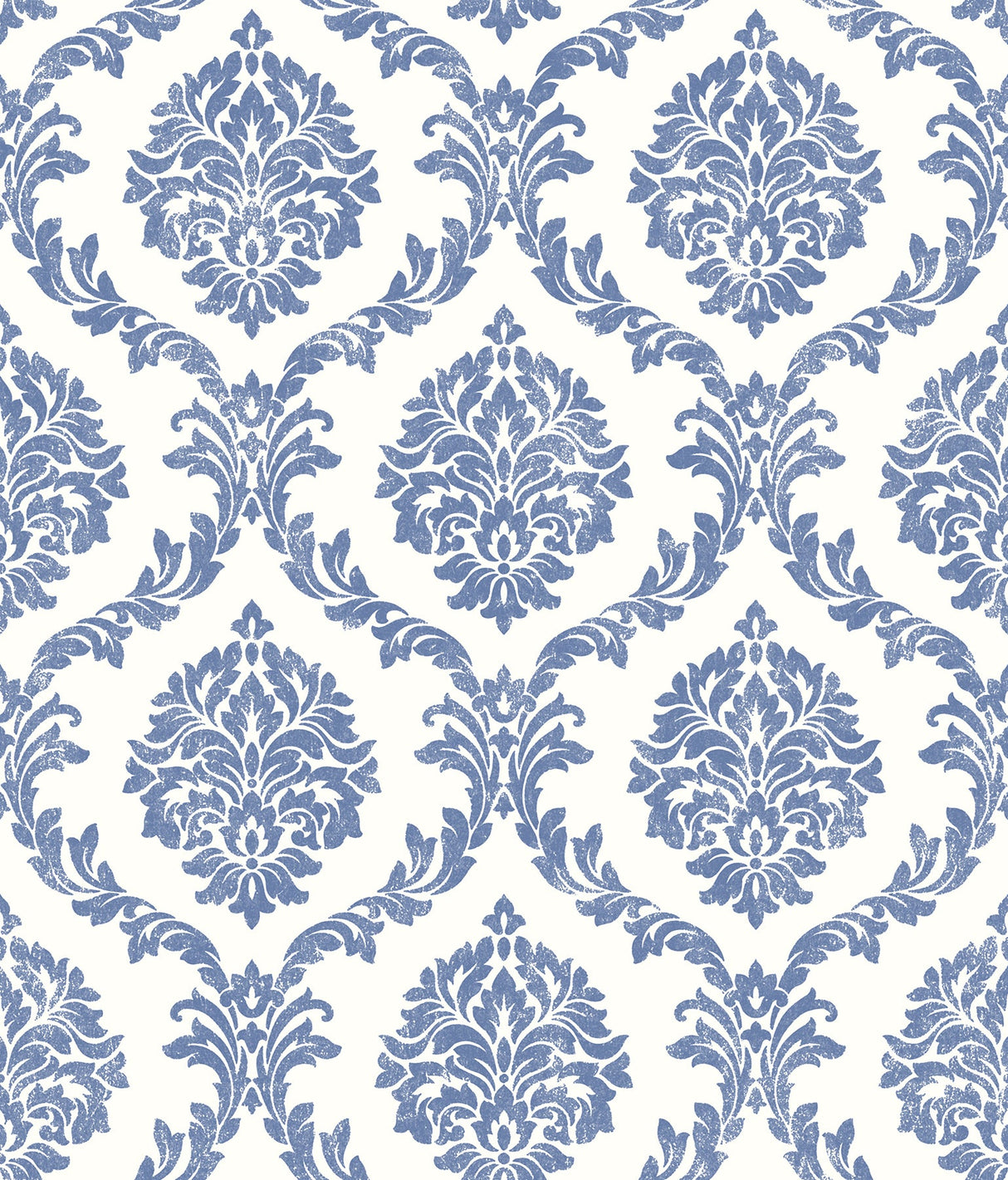 Brewster 2734-003507 Saint Malo Blue Damask Wallpaper