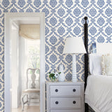 Brewster 2734-003507 Saint Malo Blue Damask Wallpaper