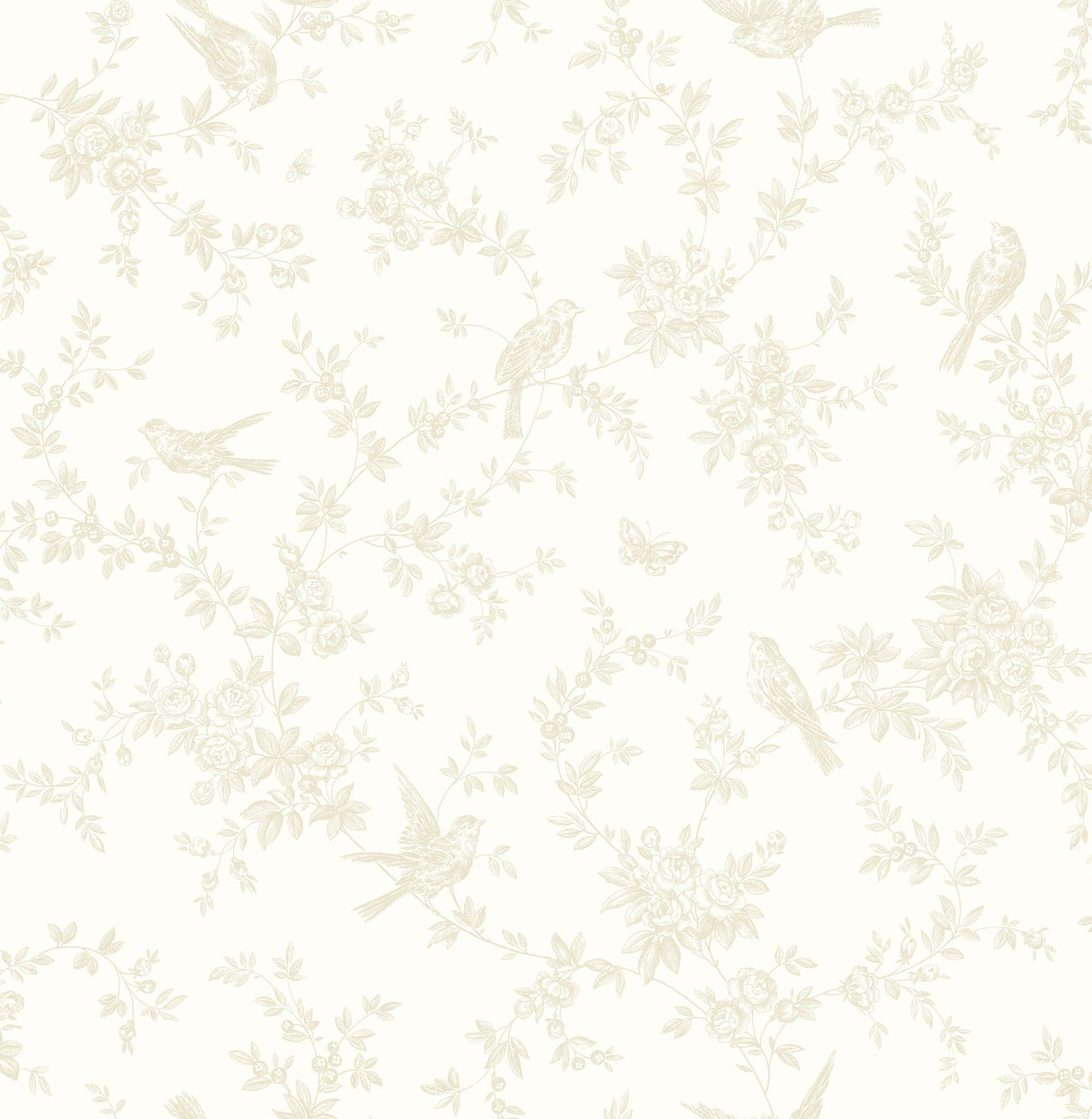 Brewster 2734-003518 Mafra Light Yellow Floral Trails Wallpaper