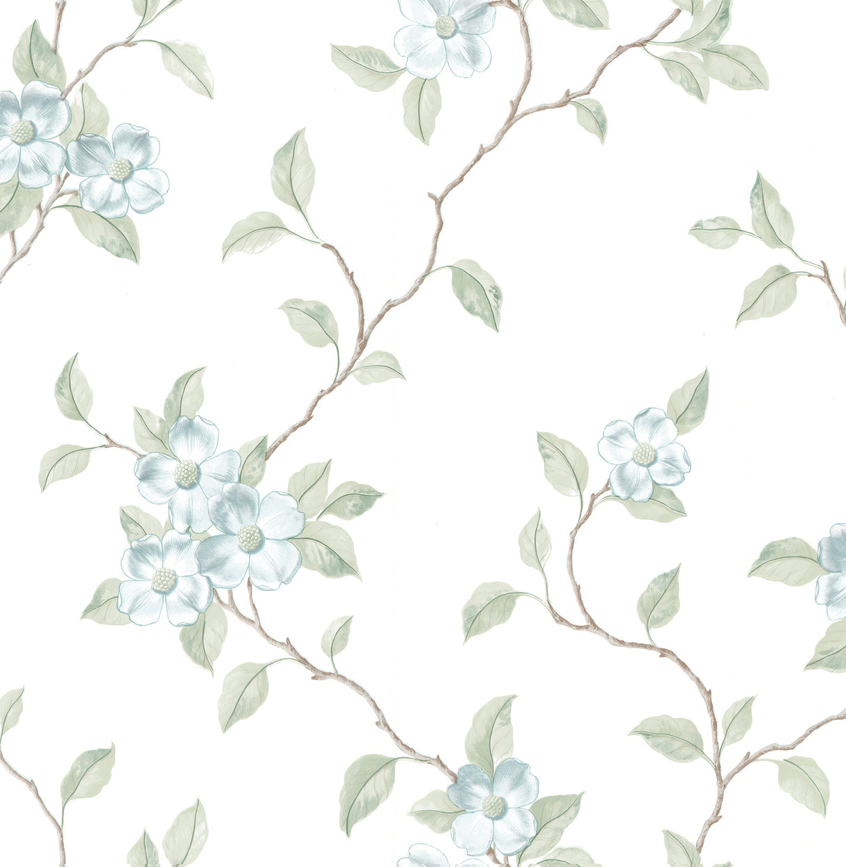 Brewster 2734-003524 Nantes Light Blue Floral Trails Wallpaper