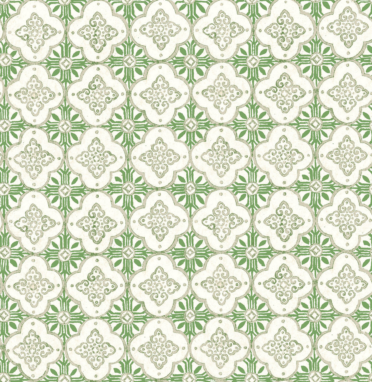 Brewster 2734-003530 Seville Green Geometric Tile Wallpaper