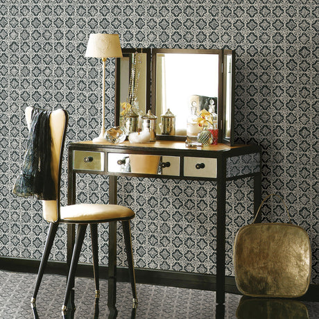 Brewster 2734-003532 Seville Black Geometric Tile Wallpaper