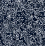 Brewster 2734-003539 Toulouse Navy Floral Wallpaper