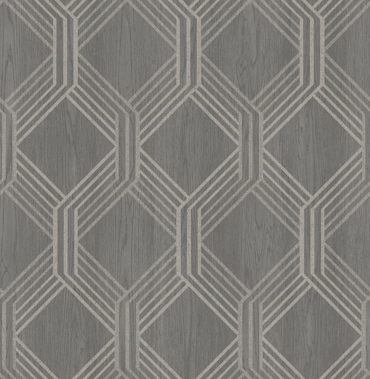 Brewster 2734-003623 Colmar Charcoal Geo Lattice Wallpaper