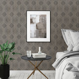 Brewster 2734-003623 Colmar Charcoal Geo Lattice Wallpaper