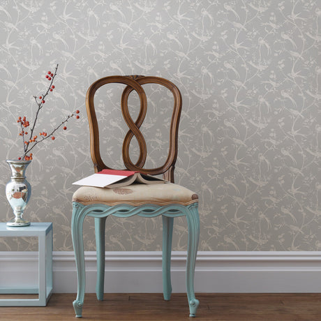 Brewster 2734-24896 Norwich Light Grey Bird Trail Wallpaper