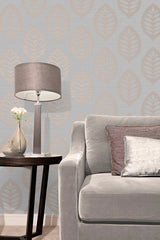 Brewster 2734-42434 Harstad Grey Leaf Wallpaper