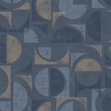 Brewster 2734-42452 Hamar Navy Geometric Wallpaper