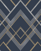 Brewster 2734-42457 Bradford Navy Geometric Wallpaper