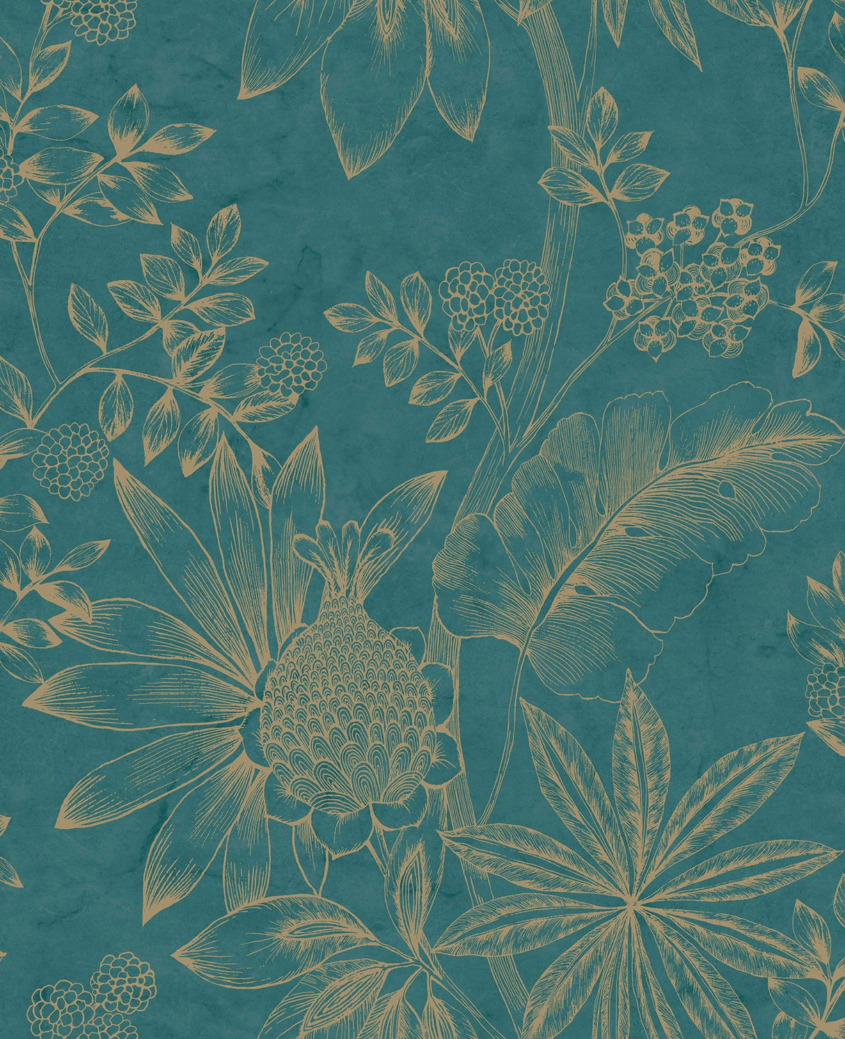 Brewster 2734-M1483 Kenitra Teal Botanical Wallpaper