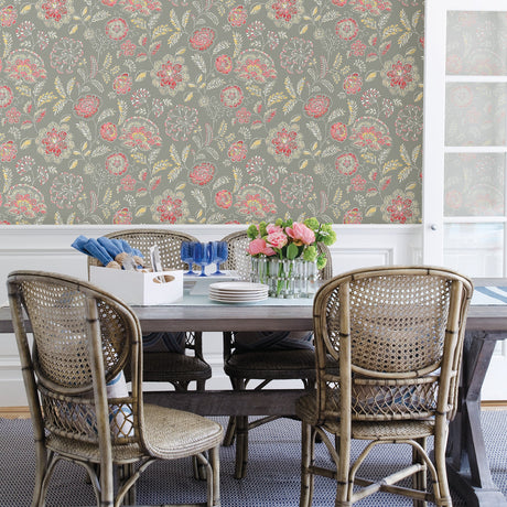 A-Street Prints 2744-24108 Tropez Coral Jacobean Wallpaper