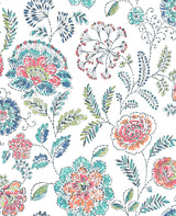 A-Street Prints 2744-24109 Tropez Teal Jacobean Wallpaper