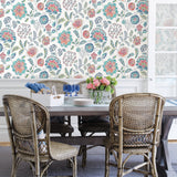 A-Street Prints 2744-24109 Tropez Teal Jacobean Wallpaper