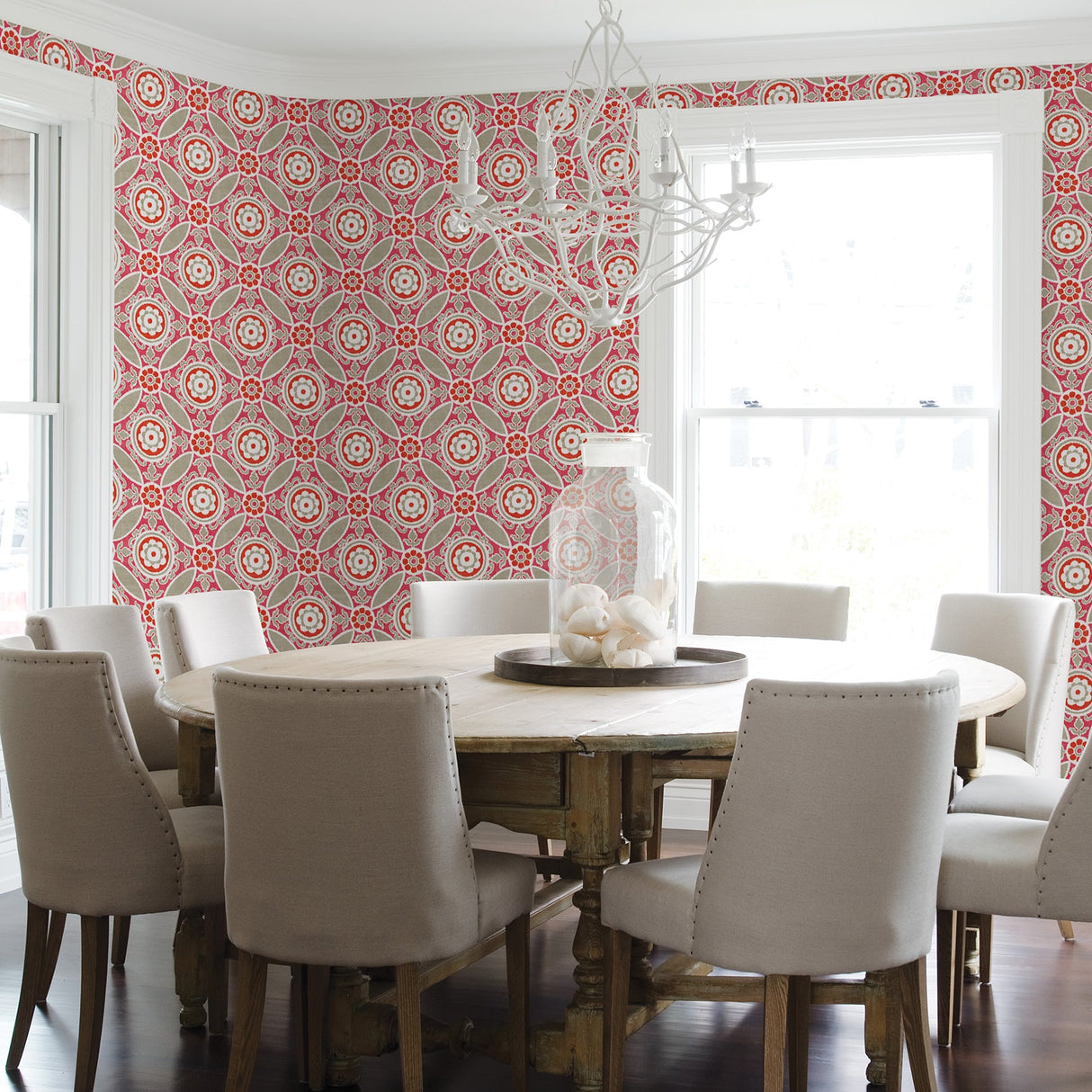 A-Street Prints 2744-24113 Maya Pink Medallion Wallpaper