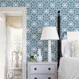 A-Street Prints 2744-24116 Maya Blue Medallion Wallpaper