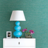 A-Street Prints 2744-24118 Exhale Teal Faux Grasscloth Wallpaper