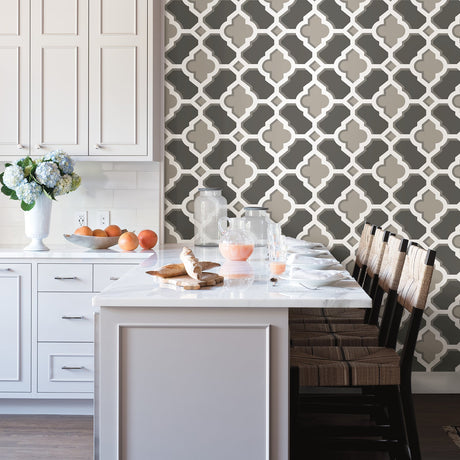 A-Street Prints 2744-24122 Lido Grey Quatrefoil Wallpaper