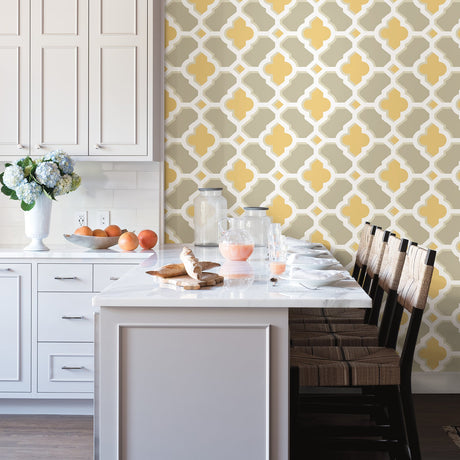 A-Street Prints 2744-24124 Lido Mustard Quatrefoil Wallpaper