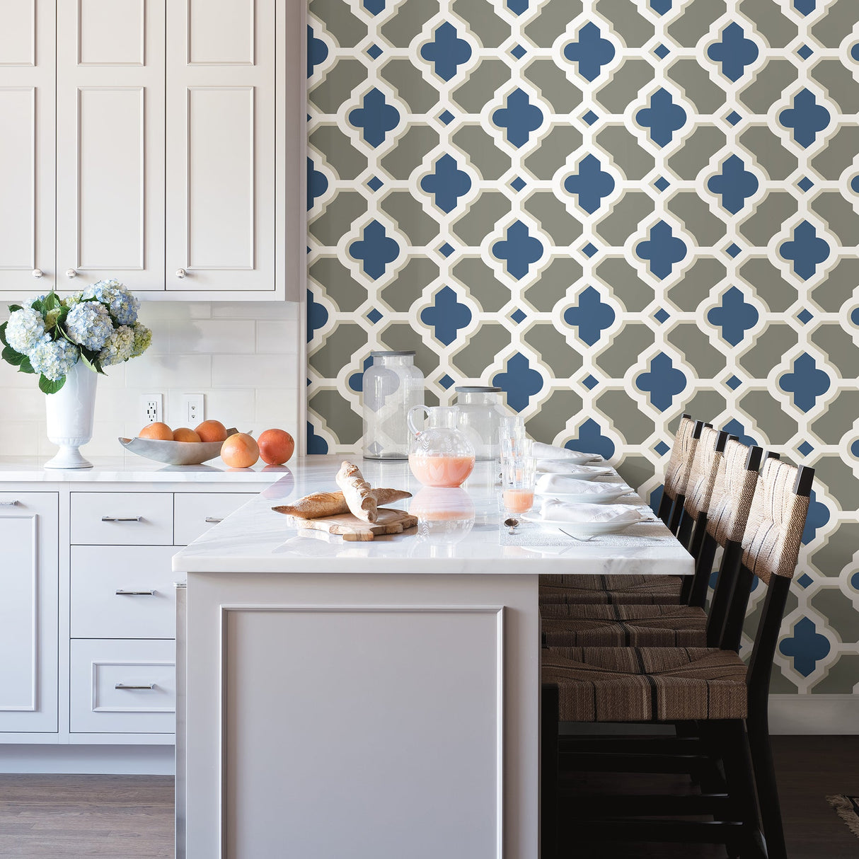 A-Street Prints 2744-24125 Lido Navy Quatrefoil Wallpaper