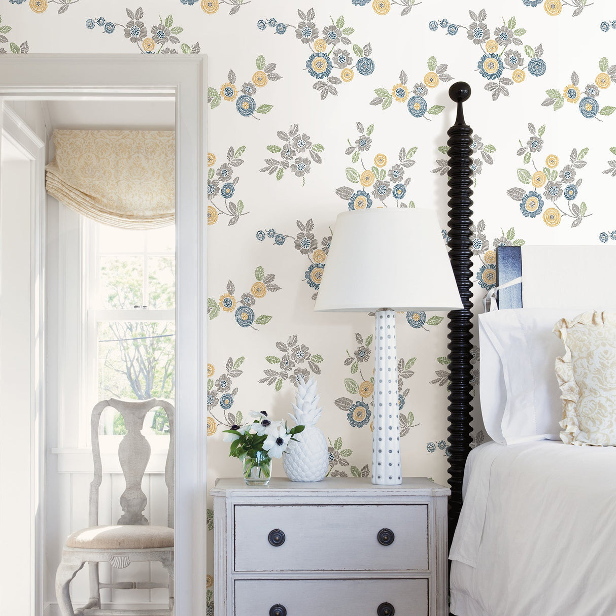 A-Street Prints 2744-24126 Malaga Grey Floral Wallpaper