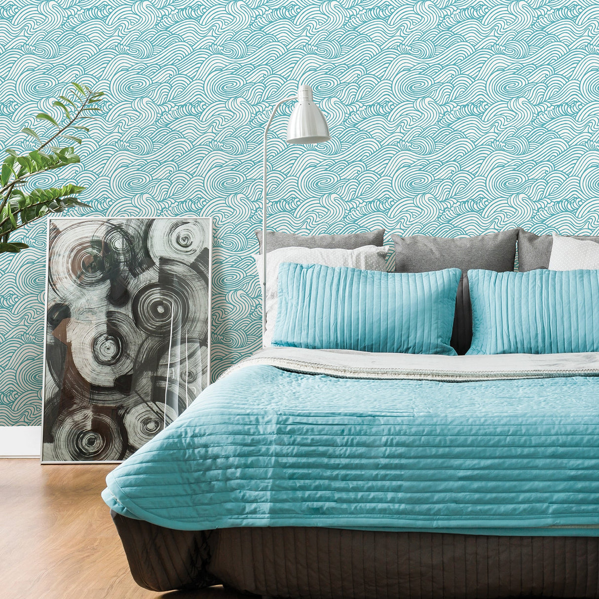 A-Street Prints 2744-24129 Mare Teal Wave Wallpaper