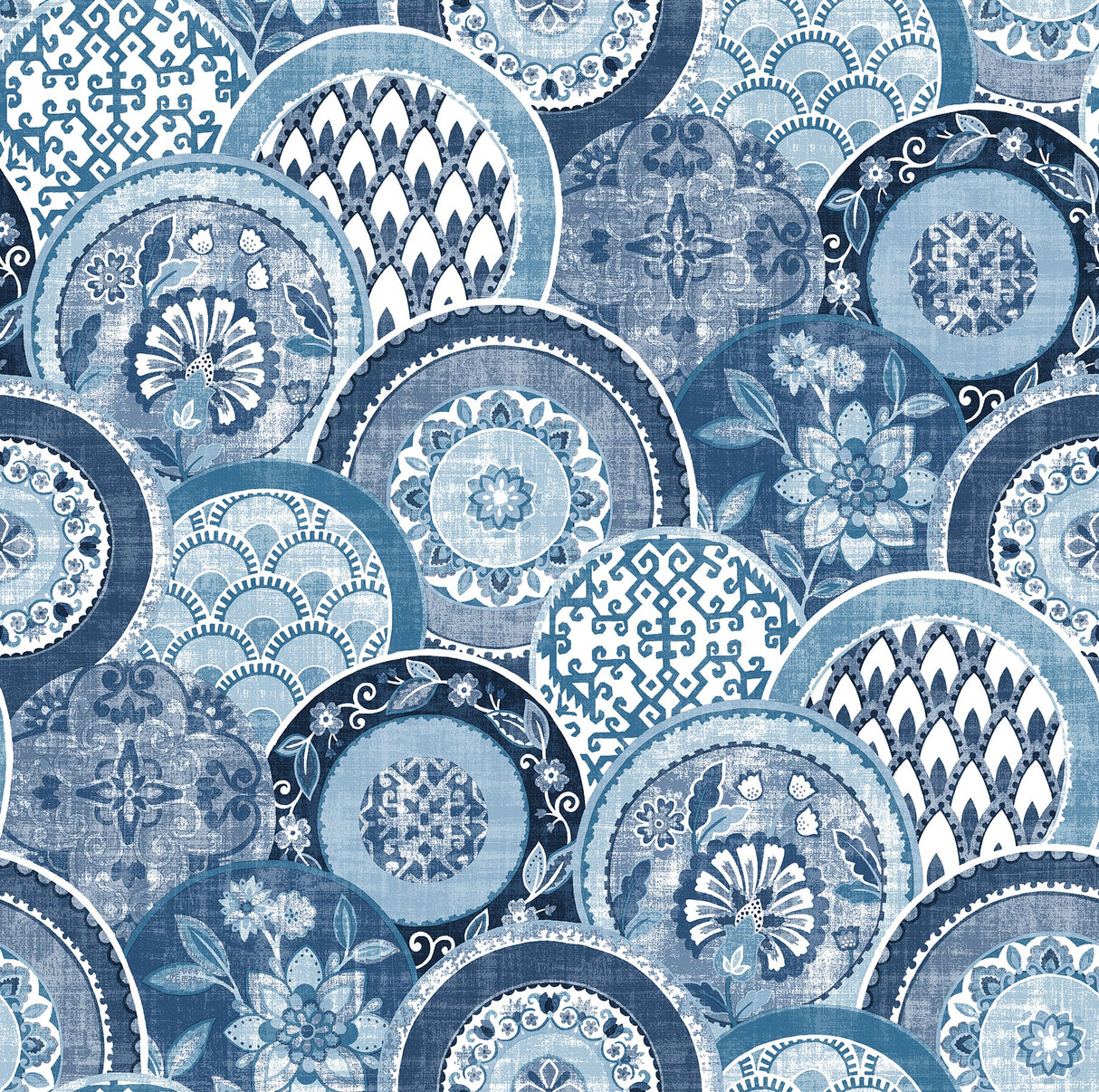 A-Street Prints 2744-24148 Laguna Blue Plate Wallpaper