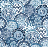 A-Street Prints 2744-24148 Laguna Blue Plate Wallpaper