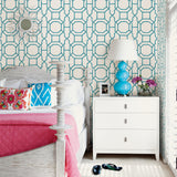 A-Street Prints 2744-24150 Summer Teal Trellis Wallpaper