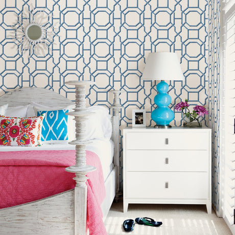 A-Street Prints 2744-24151 Summer Blue Trellis Wallpaper