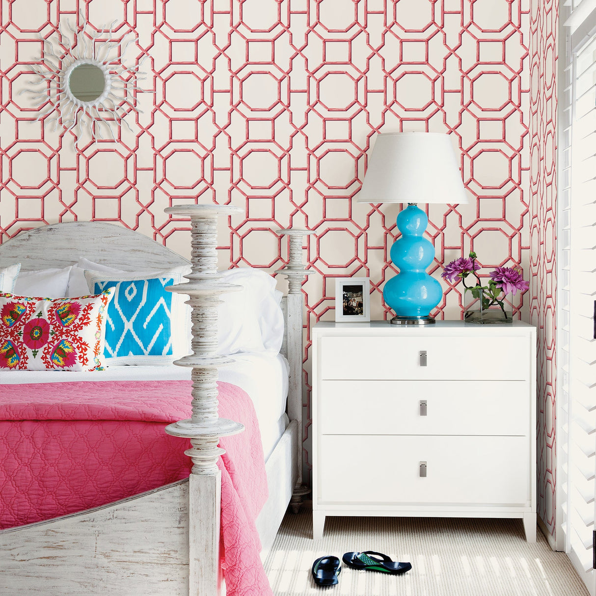 A-Street Prints 2744-24152 Summer Coral Trellis Wallpaper