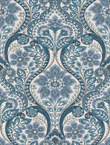 A-Street Prints 2763-12102 Night Bloom Blue Damask Wallpaper