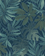 A-Street Prints 2763-24201 Nocturnum Blue Leaf Wallpaper