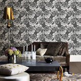 A-Street Prints 2763-24206 Fanciful Black Floral Wallpaper