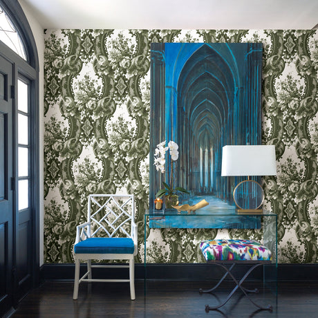 A-Street Prints 2763-24215 Dreamer Green Damask Wallpaper