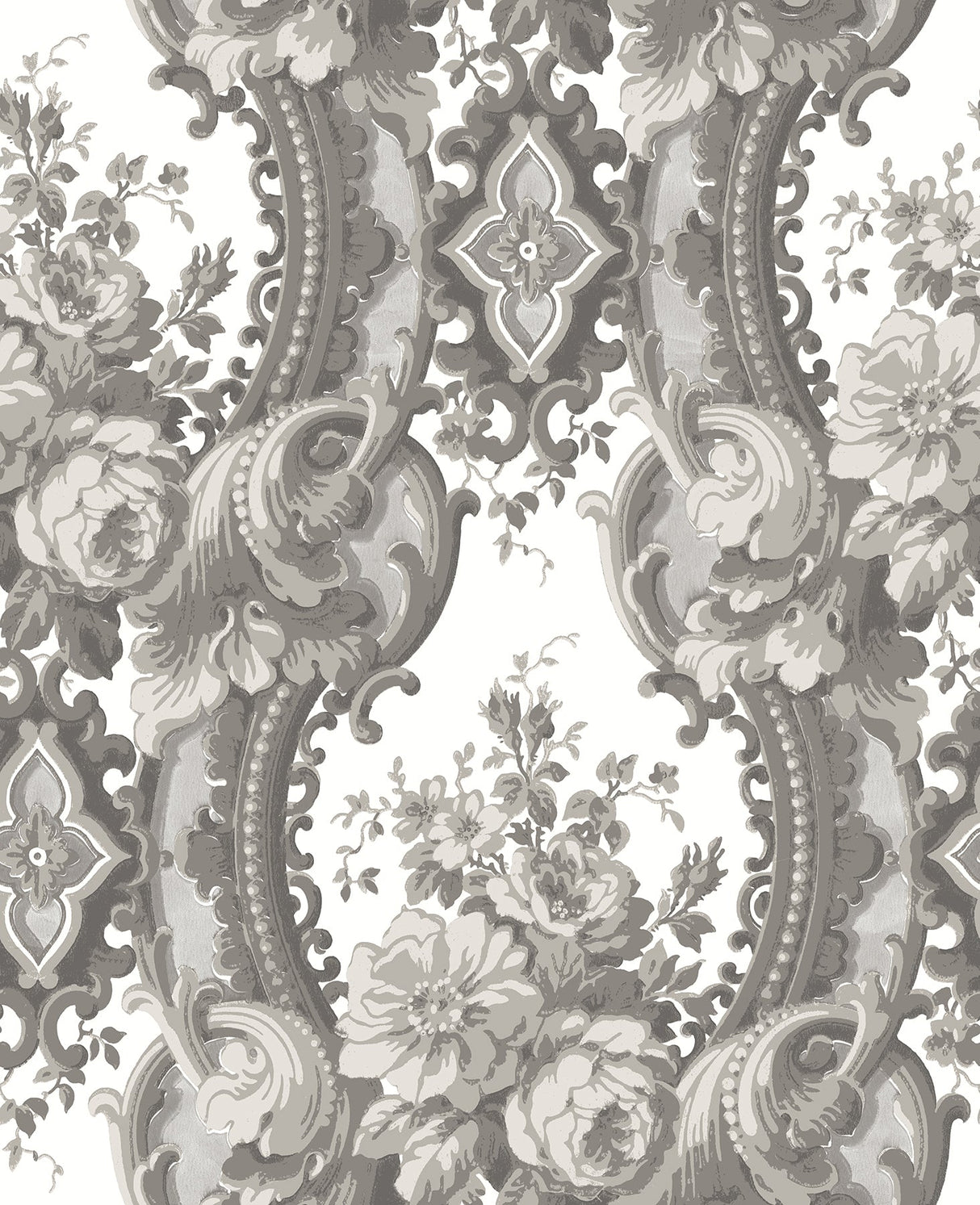 A-Street Prints 2763-24217 Dreamer Grey Damask Wallpaper