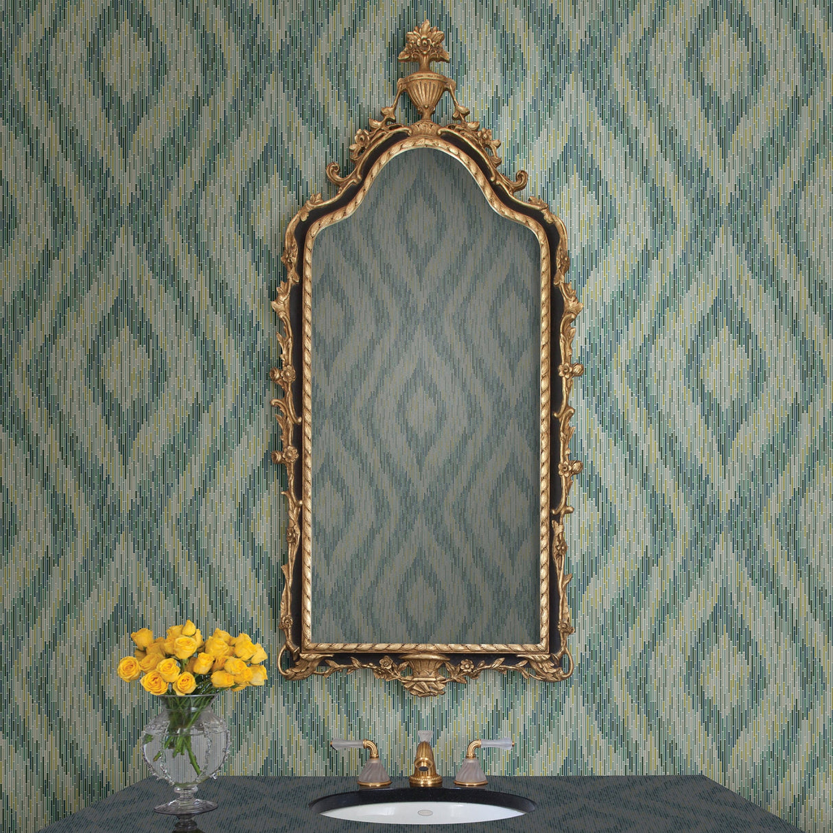 A-Street Prints 2763-24219 Ethereal Green Ogee Wallpaper